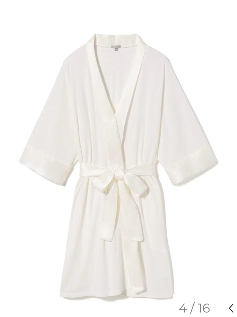 NWT PJ Harlow Shala Pearl white kimono Robe xs s Satin trim 0 2 4 6
